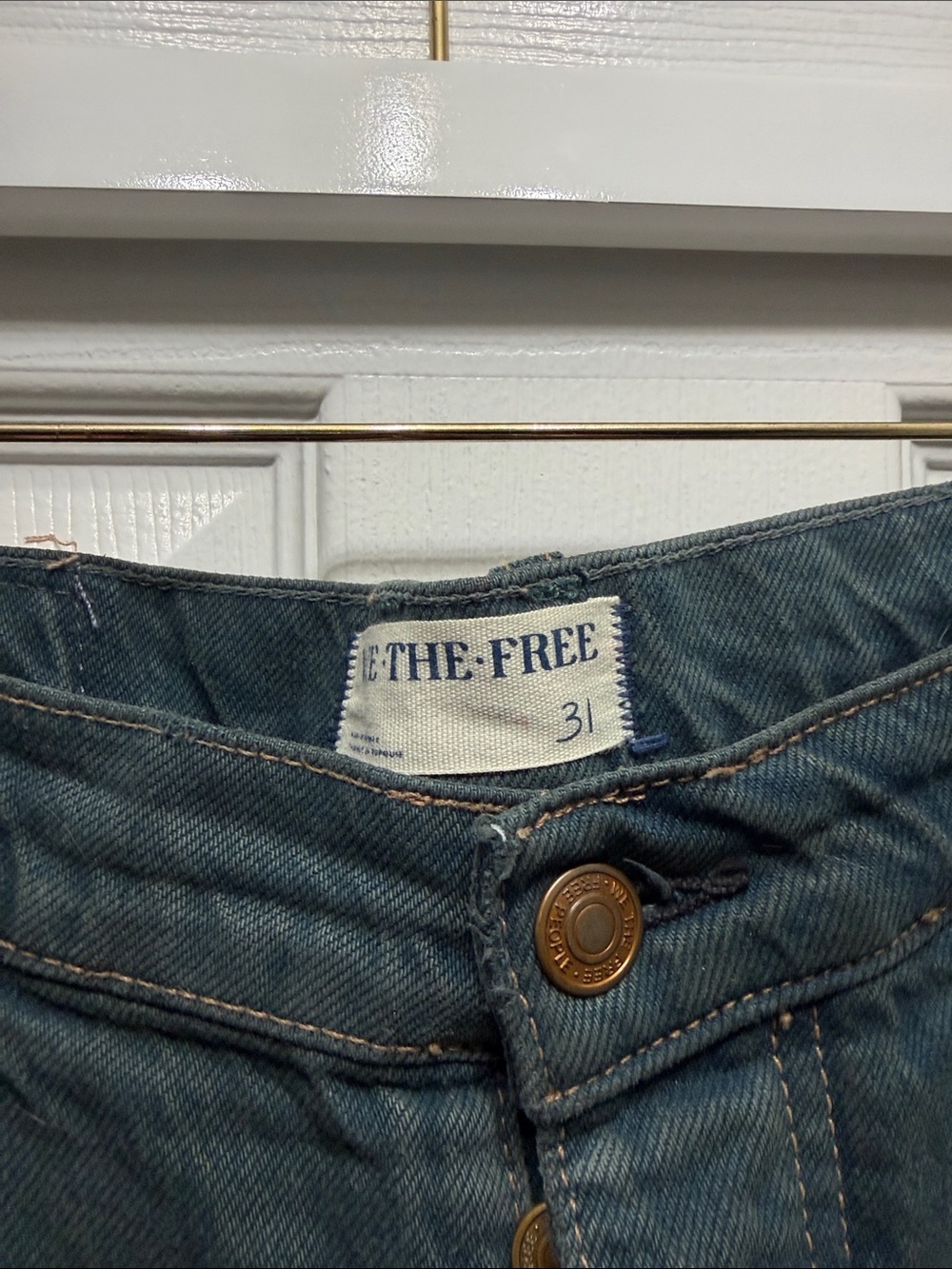 Free People Good Luck Barrel Jeans Size 31 Green - Picture 3 of 3